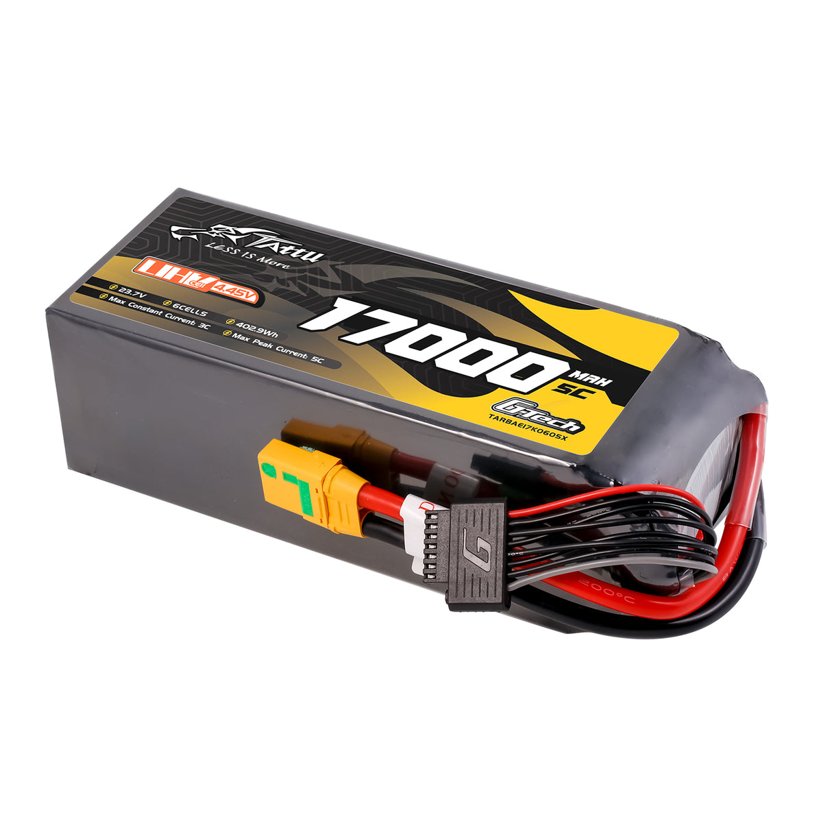 Tattu Ultra High Voltage 17000mAh 5C 23.7V 6S1P G-Tech Lipo Battery with XT90S-F Plug