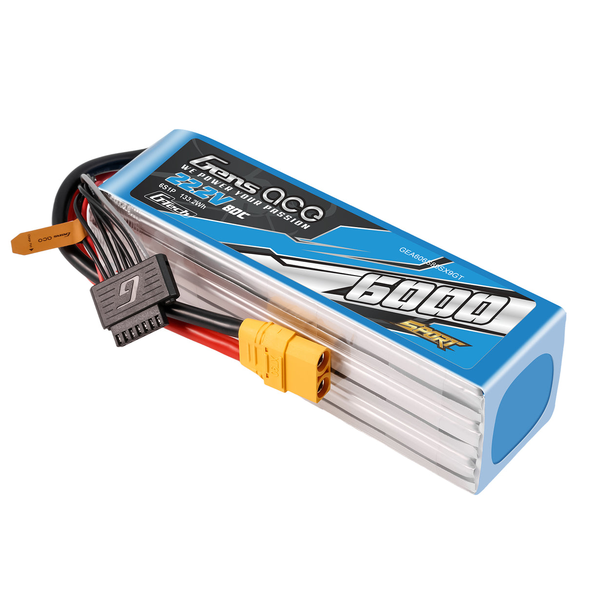 Gens Ace Sport G-Tech 6000mAh 22.2V 80C 6S1P Battery Pack with XT90 plug (700 Helicopter)