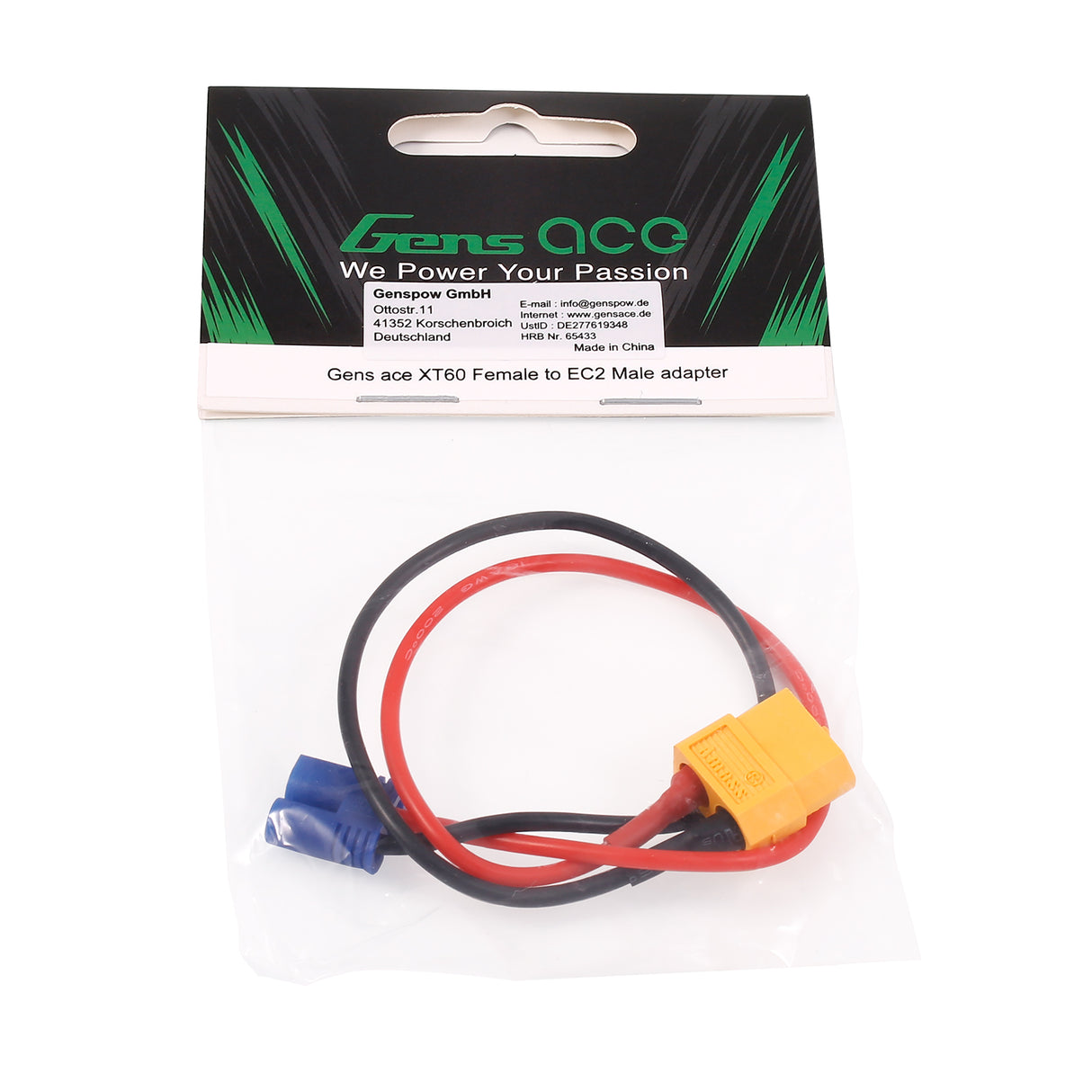 Gens ace XT60 Female to EC2 Male adapter