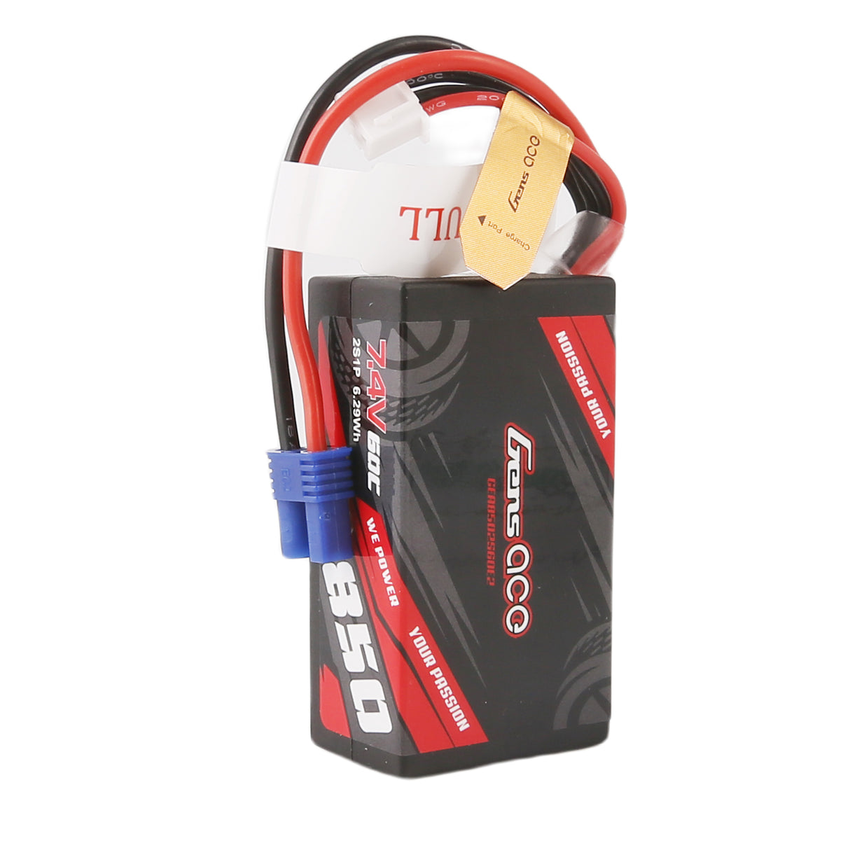 Gens ace 850 mAh 7,4 V 2S1P 60C Lipo-Akkupack mit EC2-Stecker