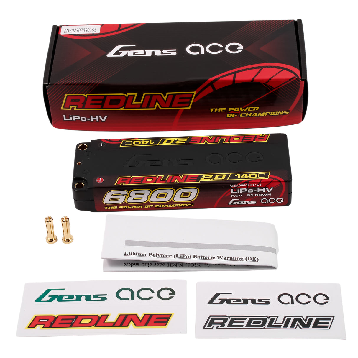 Gens ace Redline 2.0 Series 6800mAh 2S1P 7.6V 140C HardCase HV Lipo Battery Pack with Hardcase 57