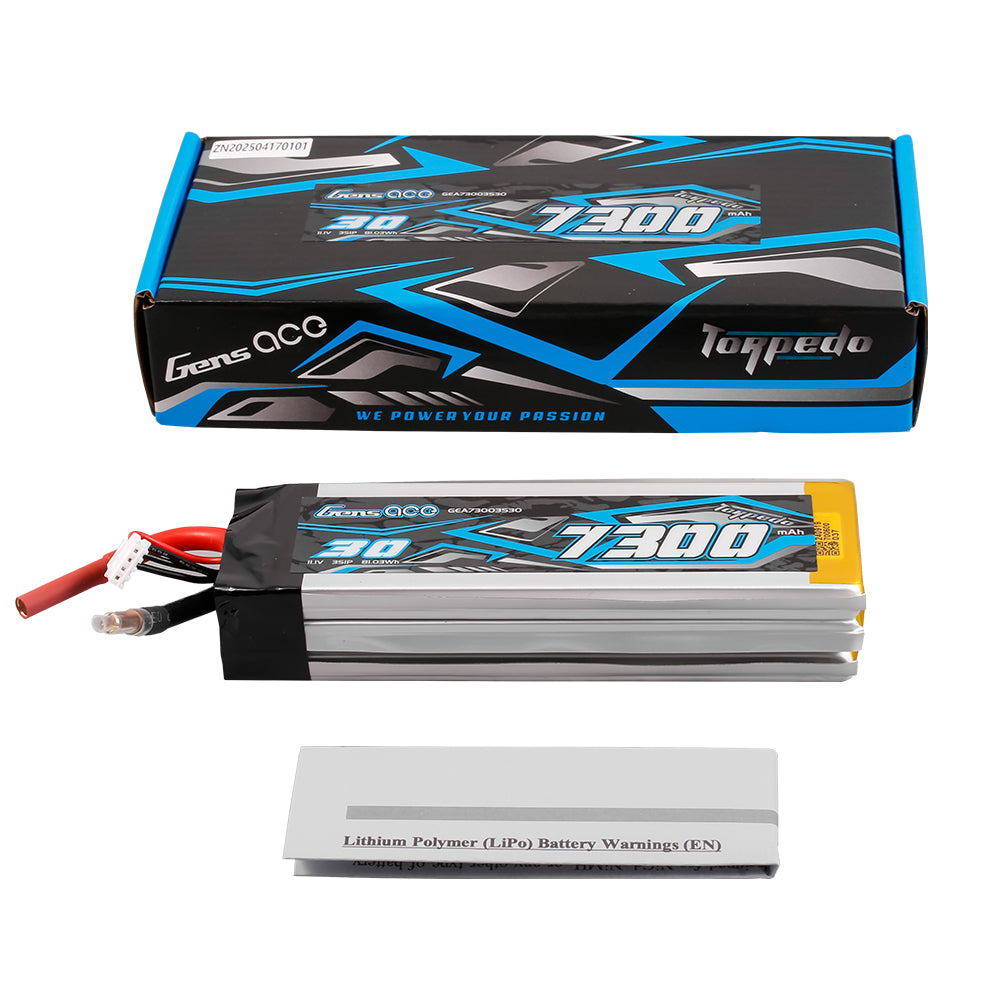 Gens Ace 30C 7300mAh 3S1P 11.1V  Lipo Battery with JST-XHR Plug (MINI-HYDRO)