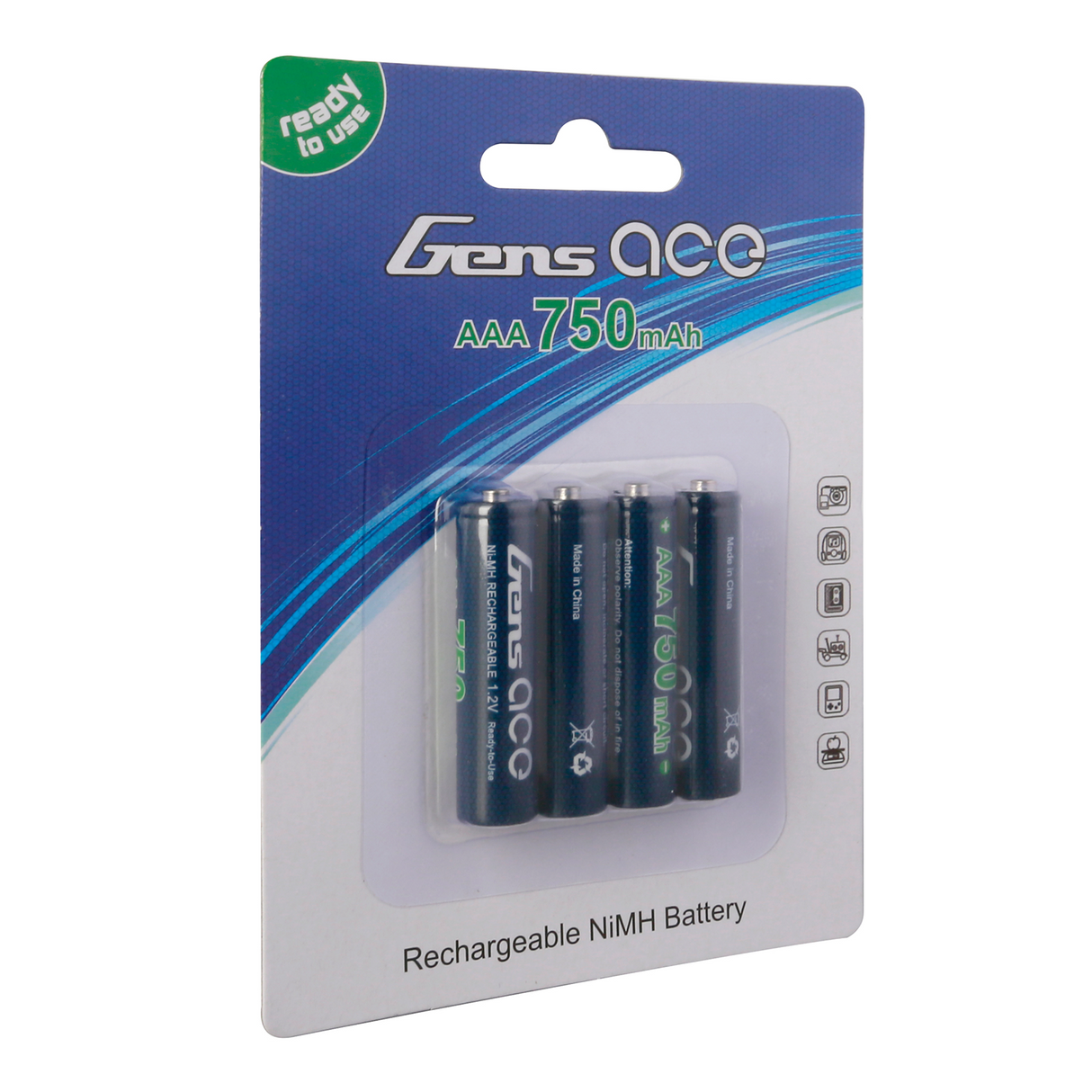 Gens Ace AAA NIMH 750mAh 1.2V Battery (4pcs) for Mini-Z
