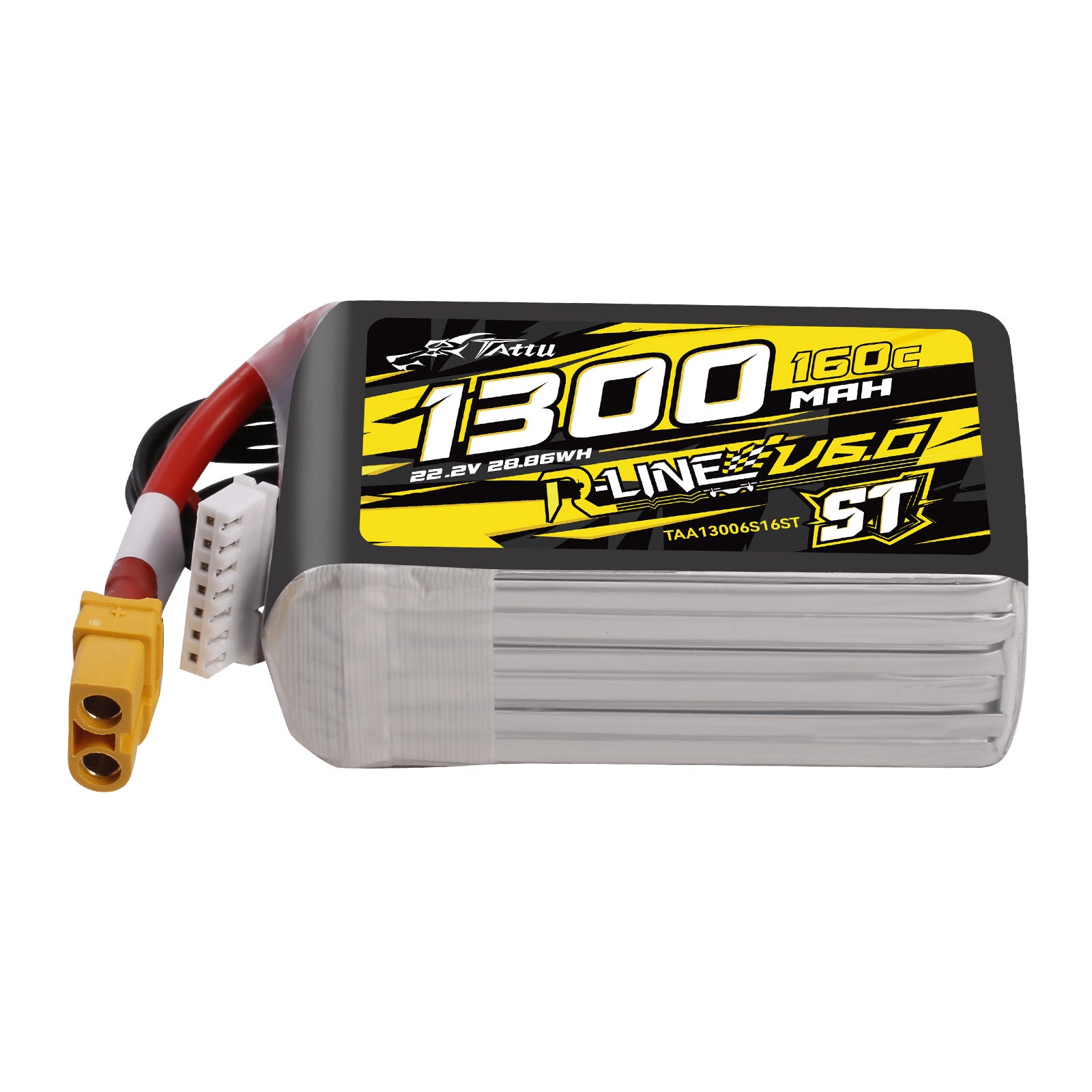 Tattu R-Line Version 6.0 1300mAh 22.2V 160C 6S Lipo Battery with