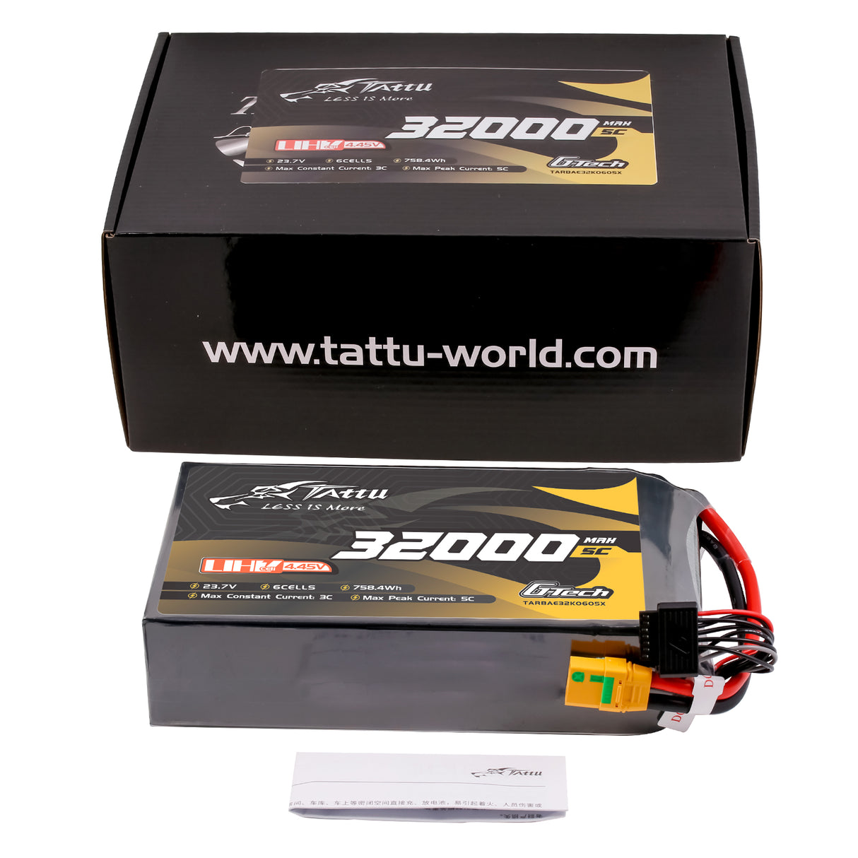 Tattu Ultra High Voltage 32000mAh 5C 23.7V 6S1P G-Tech Lipo Battery with XT90S-F Plug