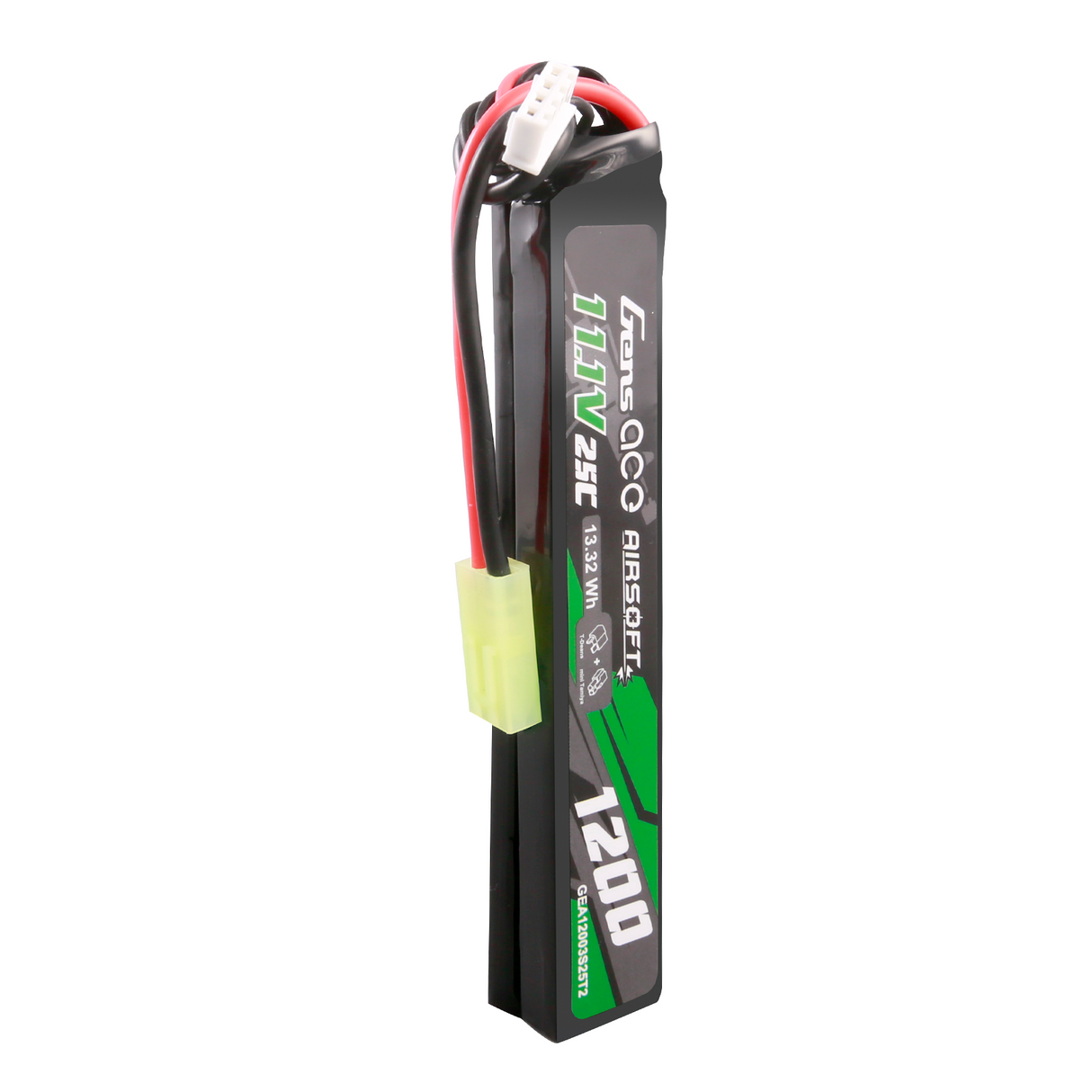 Gens Ace 25C 1200mAh 3S1P 11.1V Saddle Airsoft Gun Lipo Battery with mini Tamiya Plug