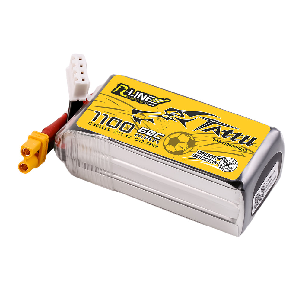 Tattu 1100mAh 11.4V 60C 3S1P Lipo Battery Pack with XT30 Plug