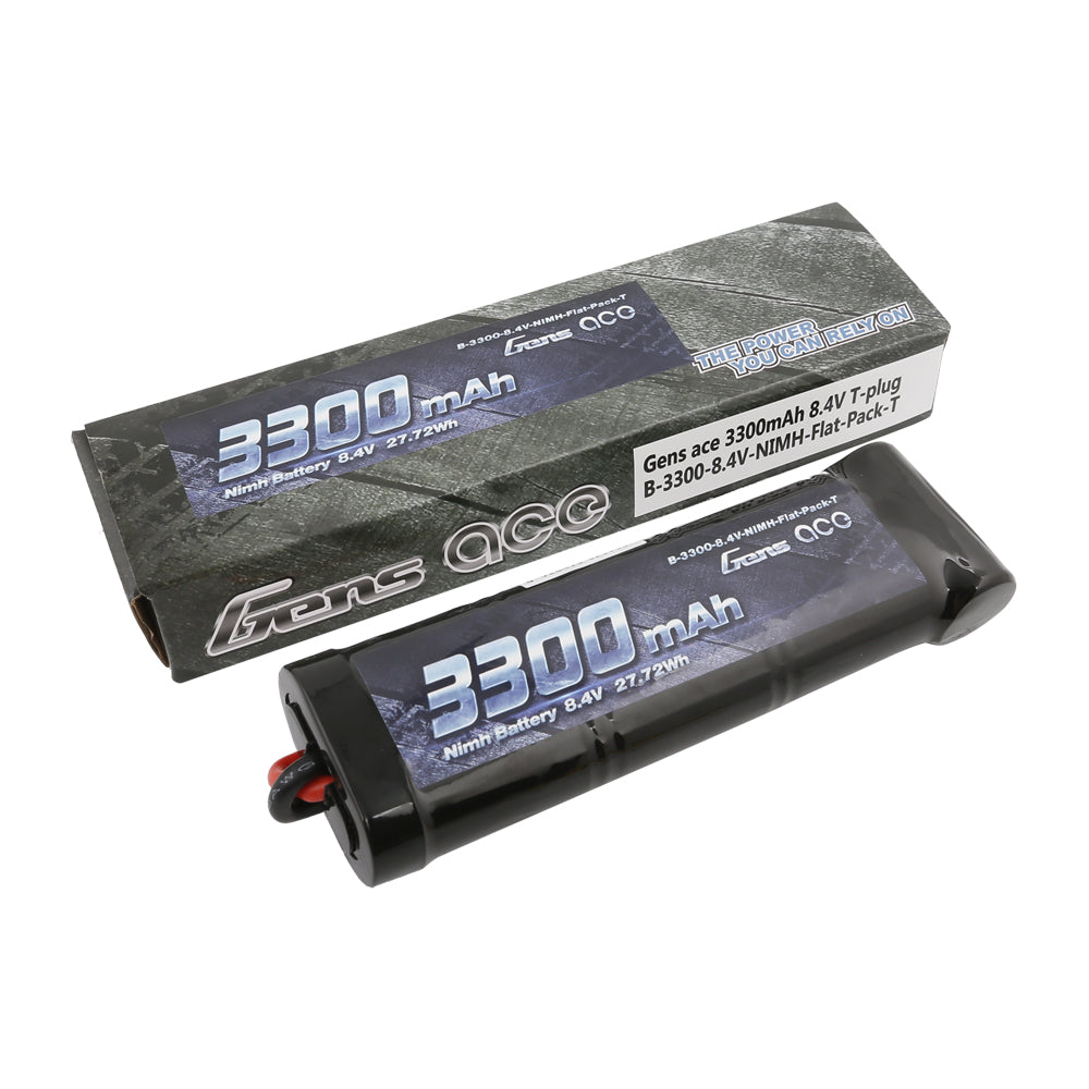 Gens ace 3300mAh 8.4V 7-Cell NiMH Flat Battery Pack with T-plug