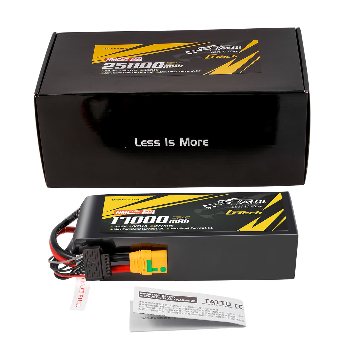 Tattu Semi-solid State 300Wh/kg 25000mAh 5C 22.2V 6S1P G-Tech Lipo Battery Pack with XT90S-F