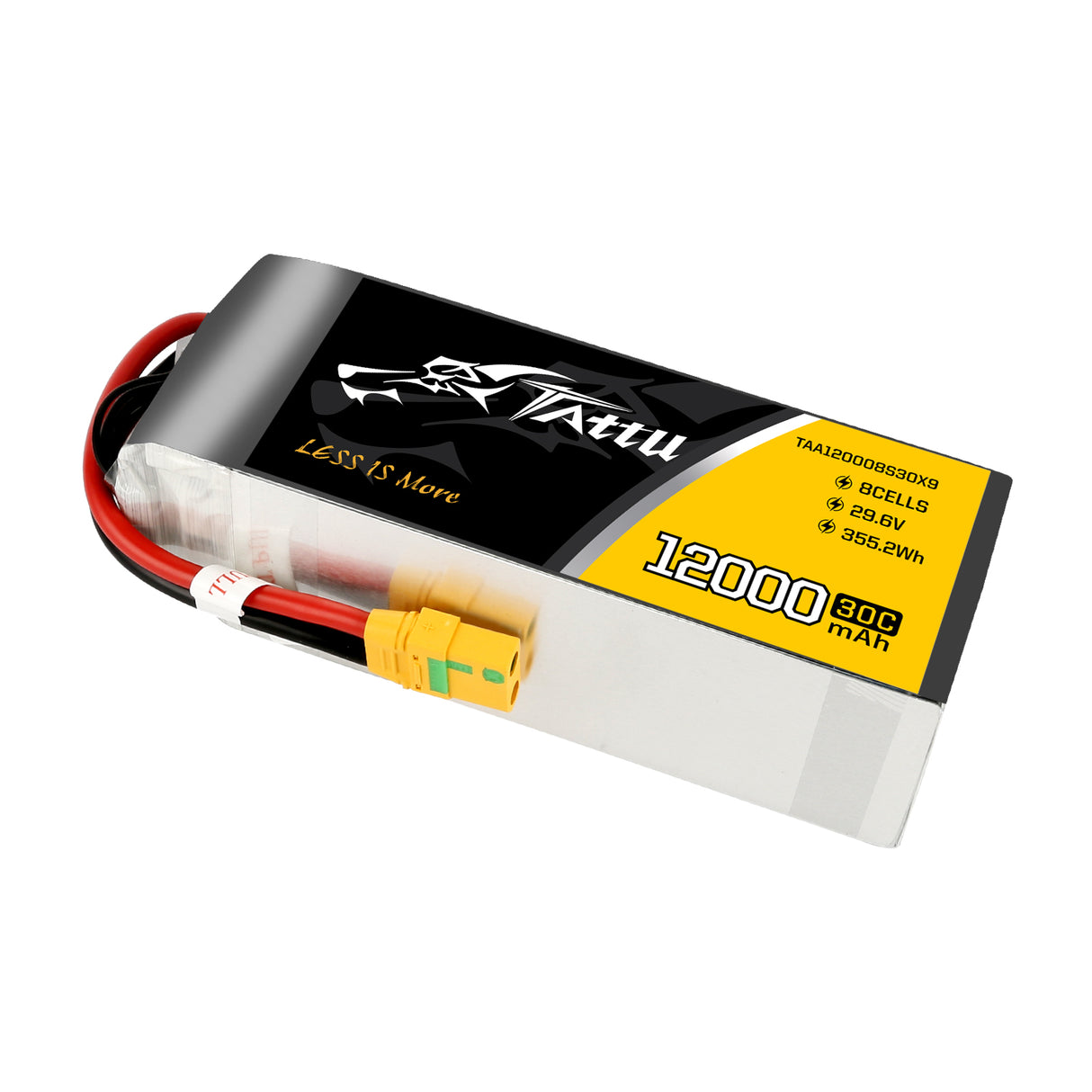 Tattu 12000mAh 29.6V 8S1P 30C 355.2Wh LiPo Battery with XT90-S