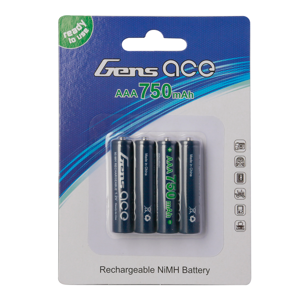 Gens Ace AAA NIMH 750mAh 1.2V Battery (4pcs) for Mini-Z