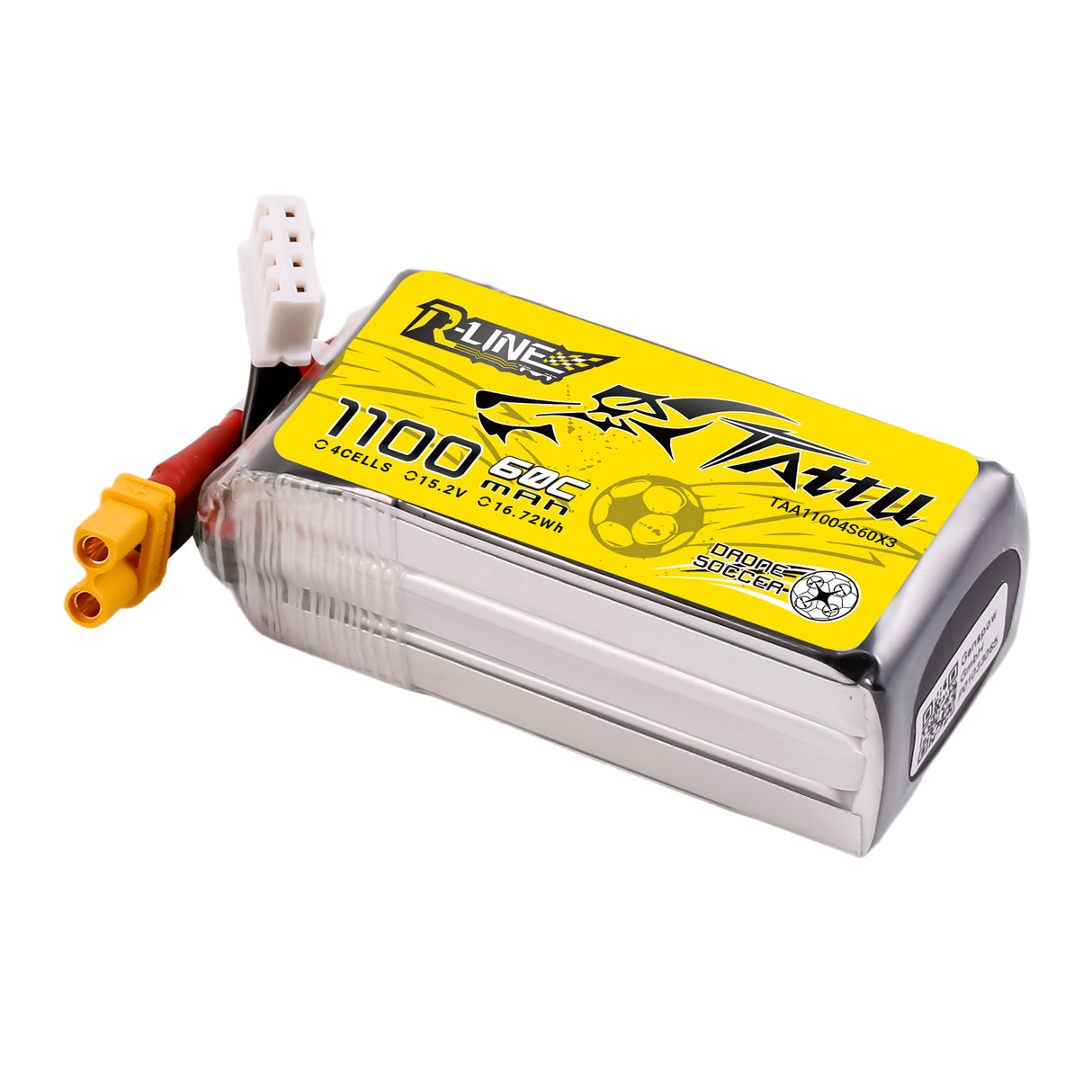 Tattu 1100mAh 15.2V 60C 4S1P Lipo Battery Pack with XT30 Plug