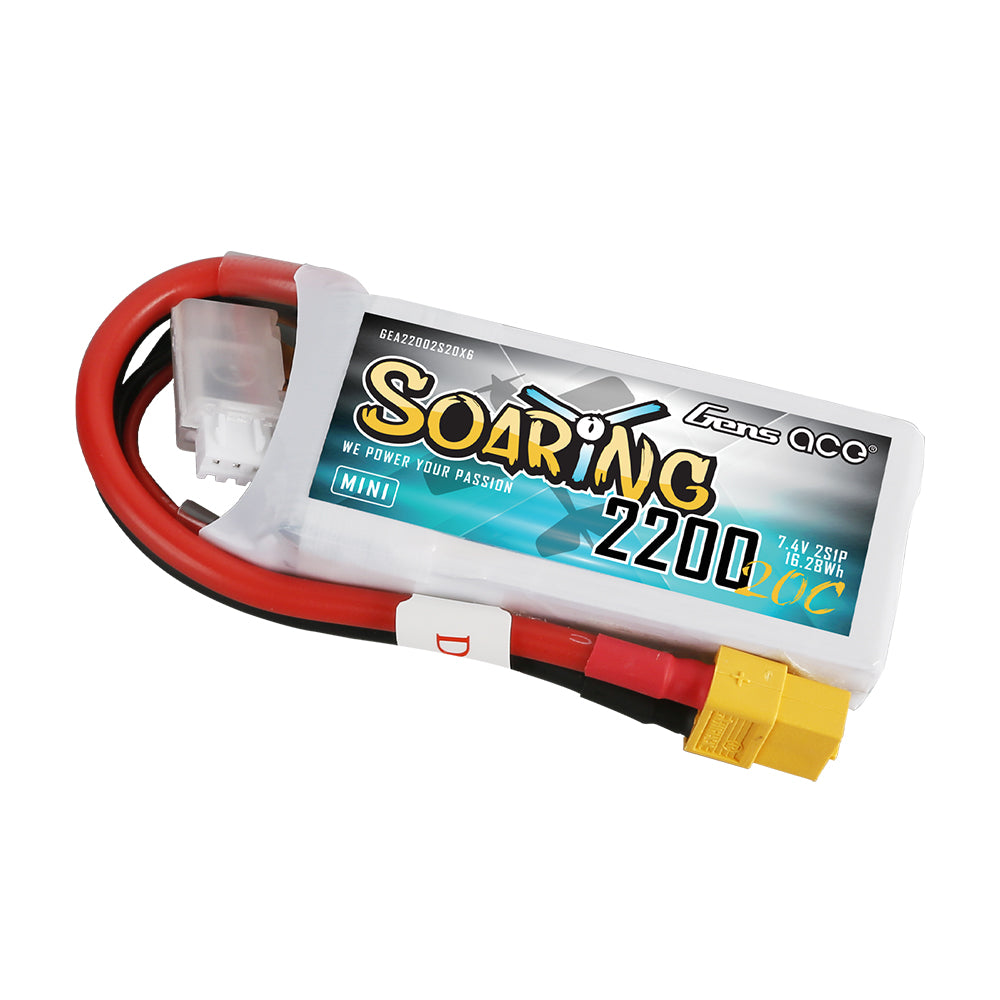 Gens ace Soaring 2200mAh 2S 20C 7.4V LiPo Battery with XT60 Plug