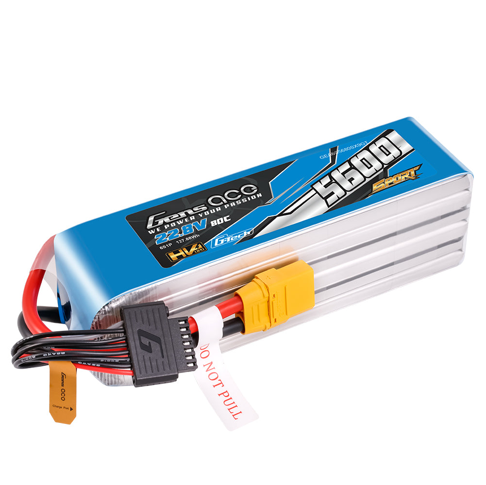 Gens Ace Sport G-Tech HV 5600mAh 22.8V 80C 6S Lipo Battery Pack with XT90 Plug(700 Helicopter)