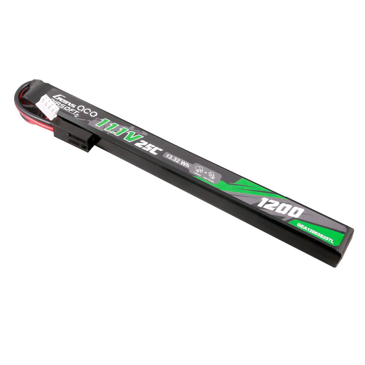 Gens ace 25C 1200mAh 3S1P 11.1V Airsoft Gun Lipo Battery with mini Tamiya Plug Long size