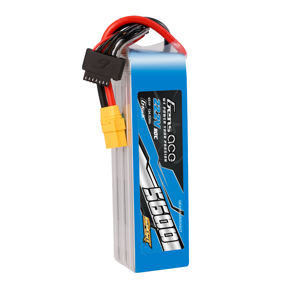 Gens Ace Sport G-Tech 5600mAh 22.2V 80C 6S1P Lipo Battery Pack with XT90 Plug (700 Helicopter)