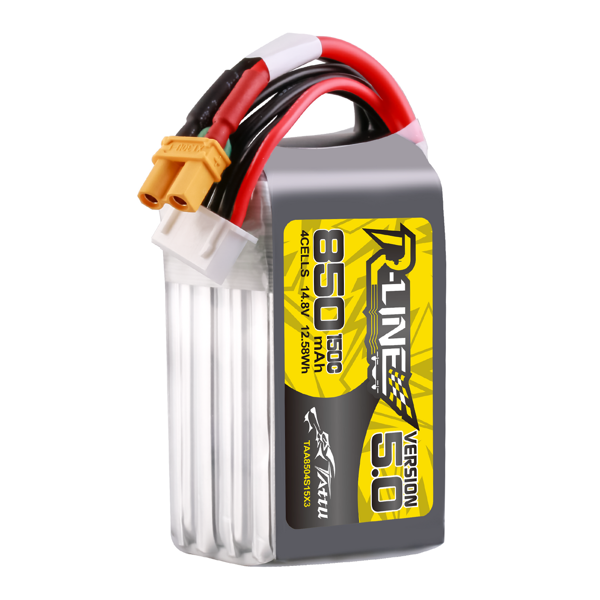 Tattu R-Line Version 5.0 850mAh 14.8V 4S 150C Lipo Battery Pack with XT30U-F Plug