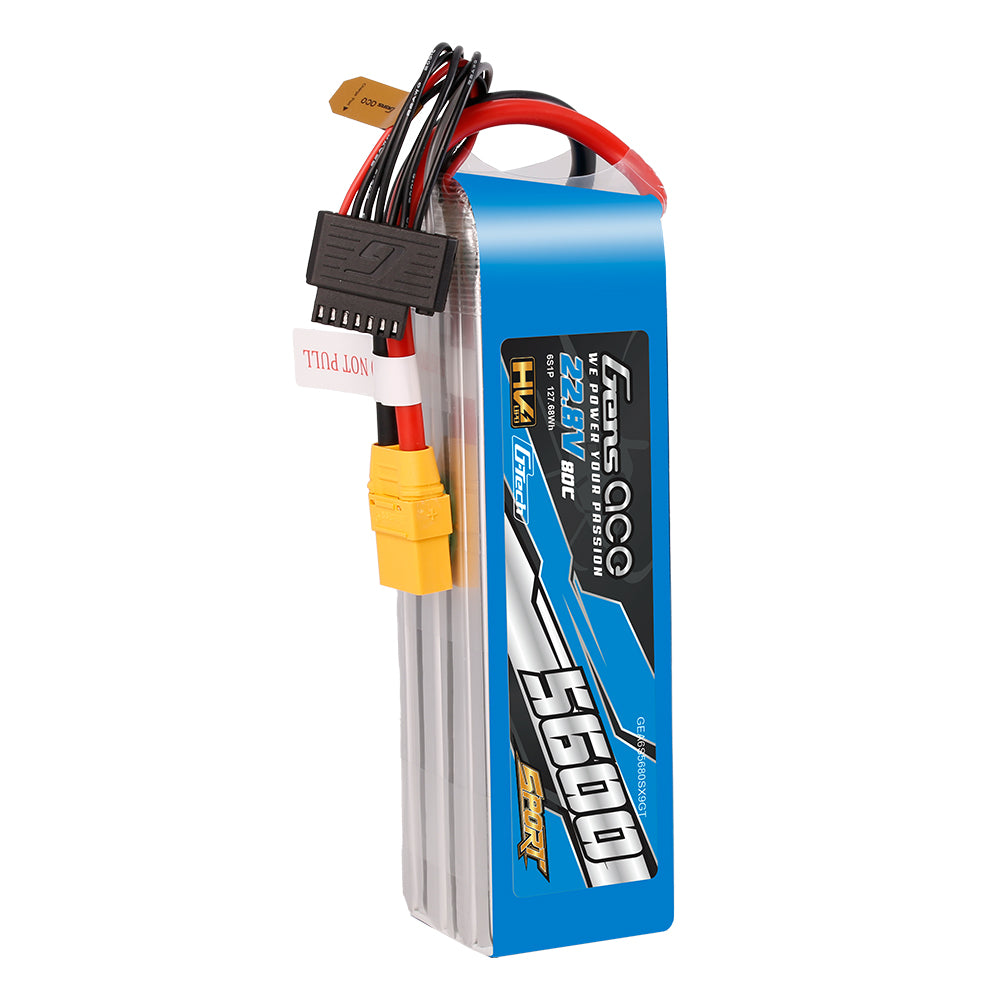 Gens Ace Sport G-Tech HV 5600mAh 22.8V 80C 6S Lipo Battery Pack with XT90 Plug(700 Helicopter)