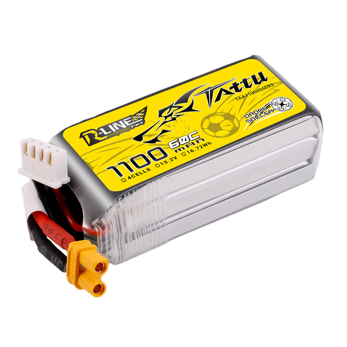 Tattu 1100mAh 15.2V 60C 4S1P Lipo Battery Pack with XT30 Plug