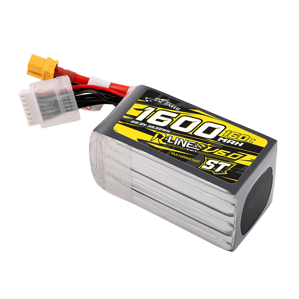 Tattu 1600mAh 6S 160C 22.2V ST Lipo Battery | XT60 Plug | R-Line 6.0