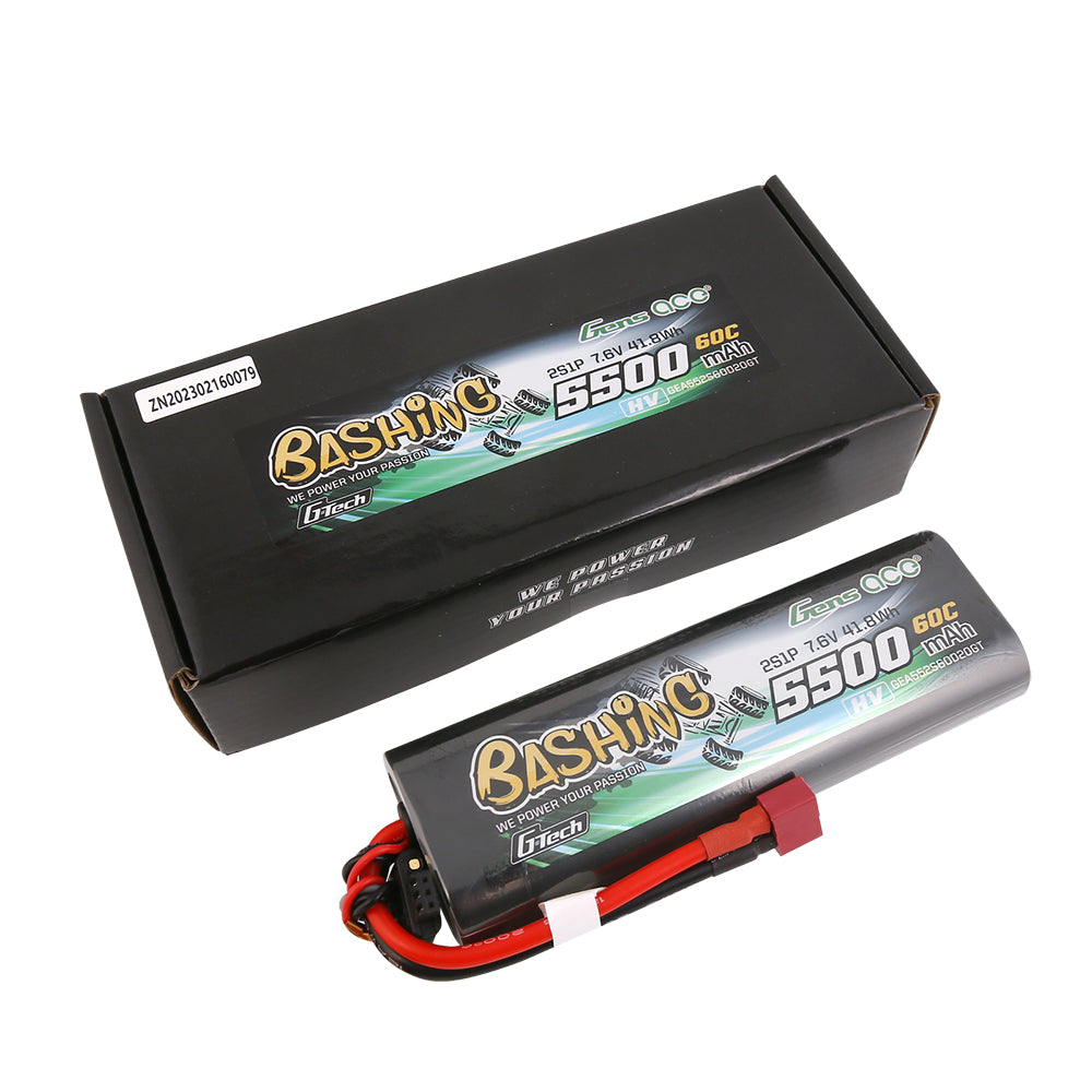 Gens ace G-Tech 5500mAh 7.6V  2S1P 60C HV car Lipo Battery Pack Hardcase 20# with T Plug
