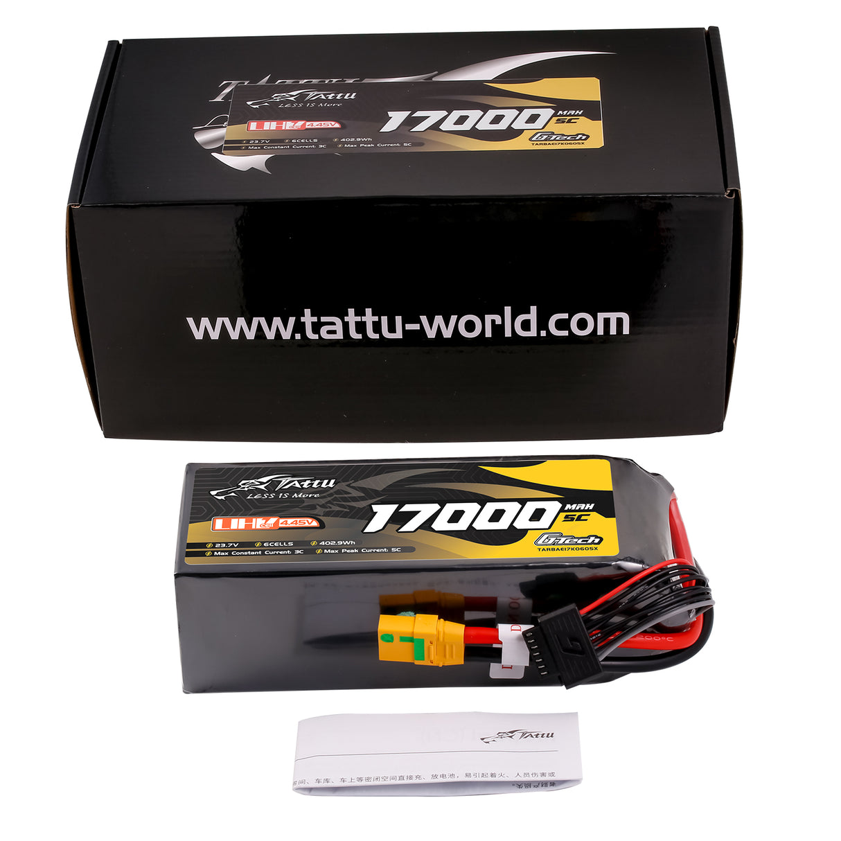 Tattu Ultra High Voltage 17000mAh 5C 23.7V 6S1P G-Tech Lipo Battery with XT90S-F Plug