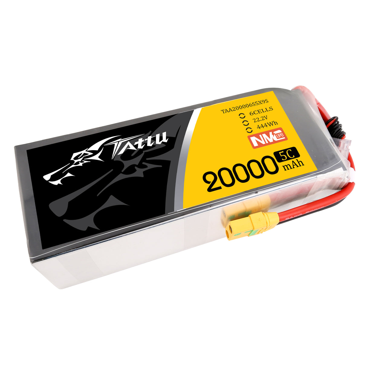 Tattu Semi-Solid State 20000mAh 22.2V 5C 6S1P Lipo Battery Pack with XT90-S plug