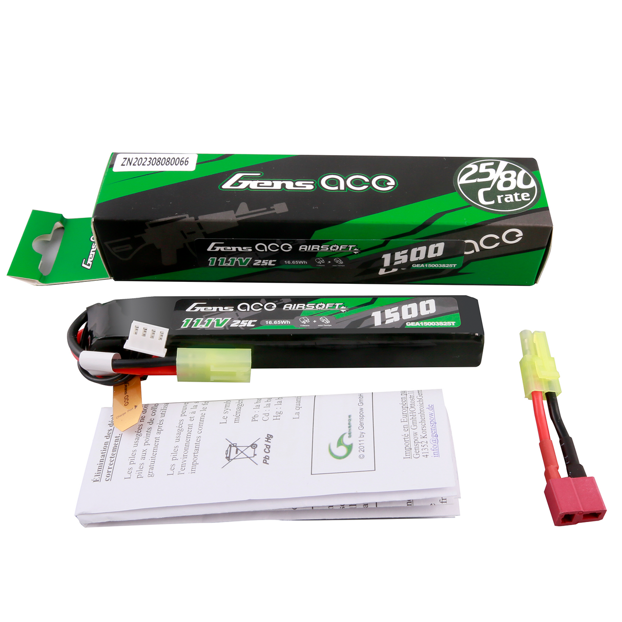 Gens ace 25C 1500 mAh 3S1P 11,1 V Airsoft Gun Lipo Akku mit Mini-Tamiya-Stecker