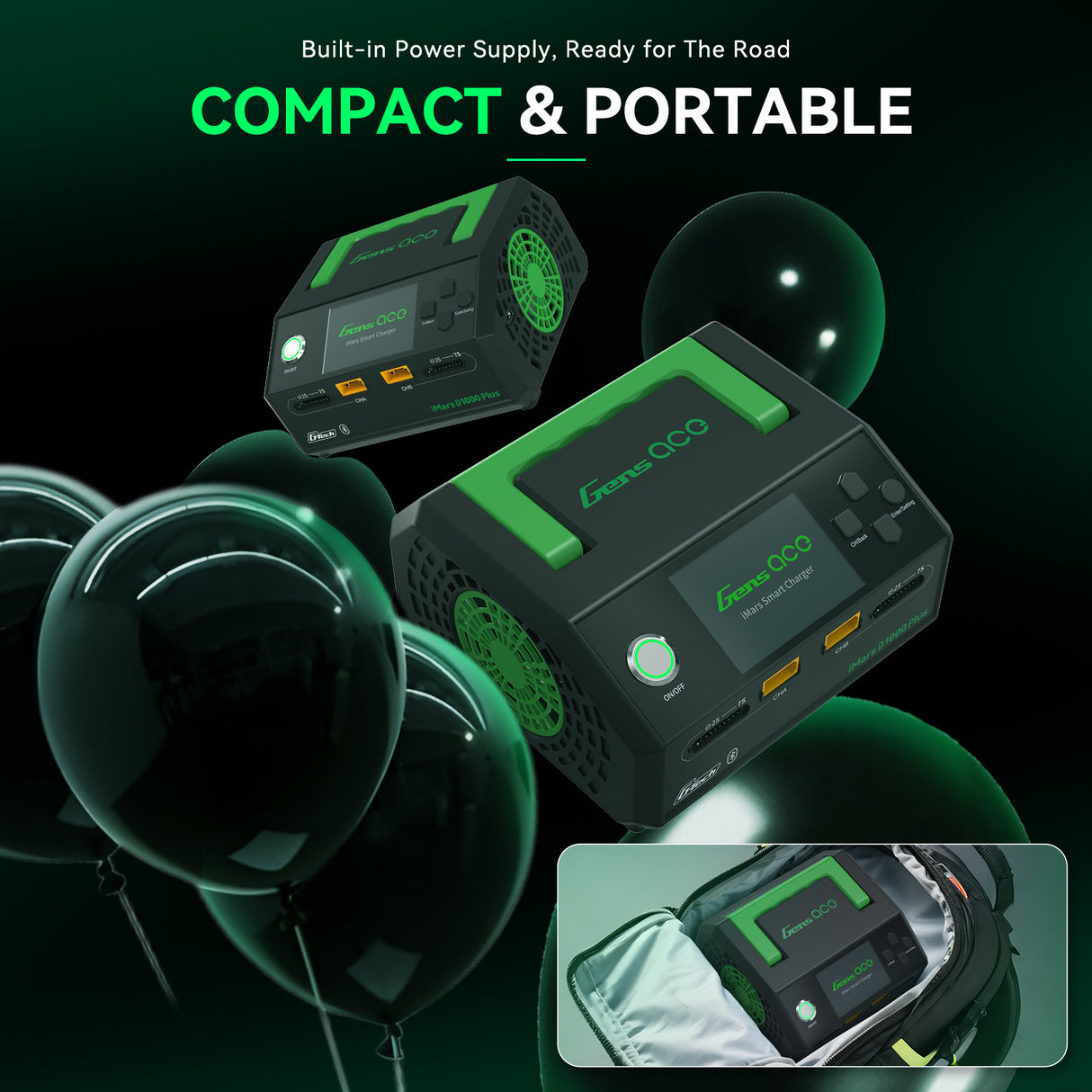 Gens ace iMars D1000 Plus Smart Charger | Dual Channel | AC 1000W | UK version