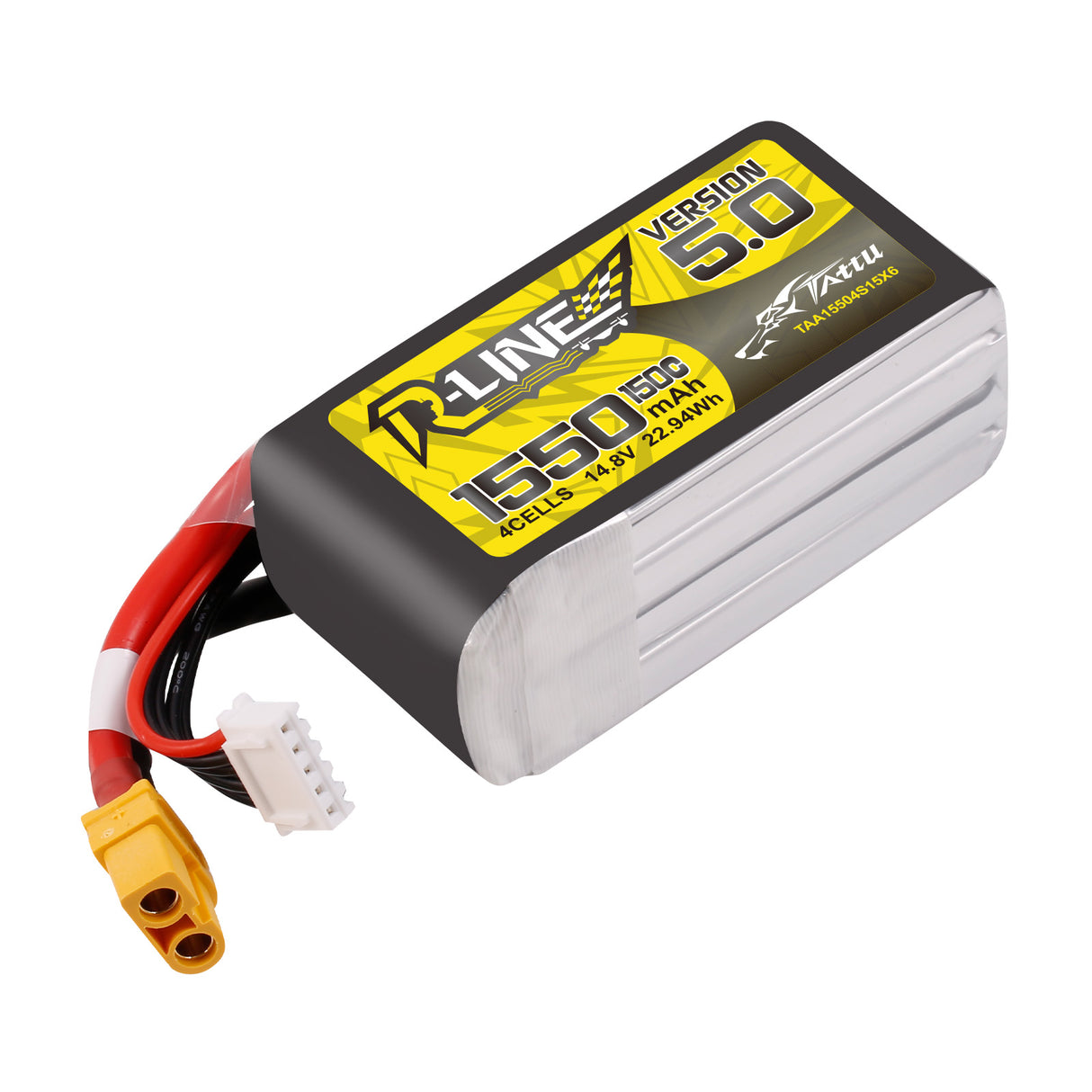 Tattu R-Line Version 5.0 1550mAh 14.8V 150C 4S1P Lipo Battery Pack with XT60 Plug
