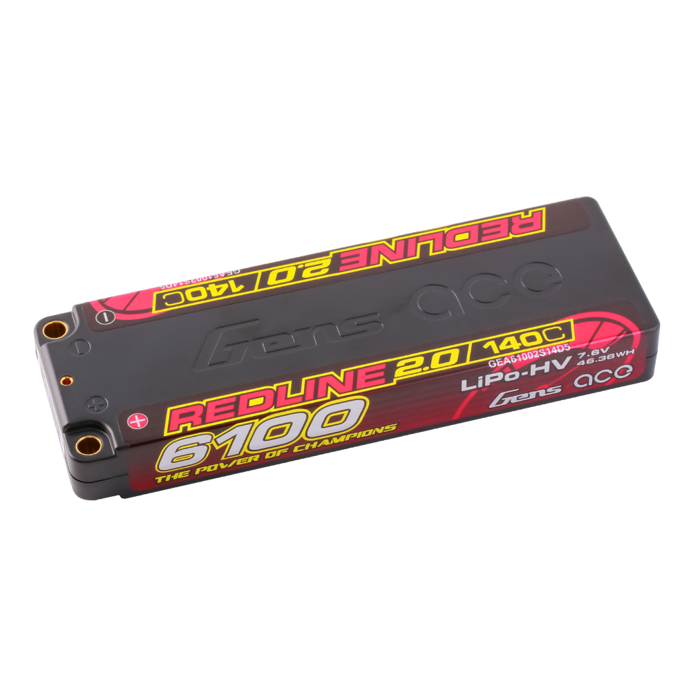 Gens ace Redline 2.0 Series 6100mAh 7.6V 140C 2S1P HardCase HV Lipo Battery Pack with Hardcase 56# for ifmar