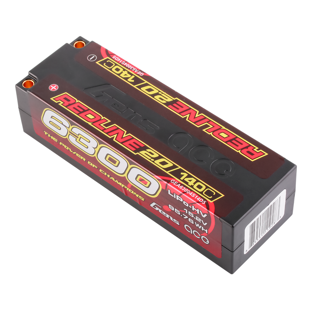 Gens ace Redline 2.0 Series 6300mAh 15.2V 140C 4S1P HardCase HV Lipo Battery Pack with Hardcase 59# for roar