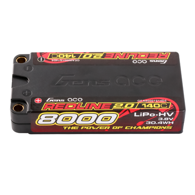 Gens ace Redline 2.0 Series 8000mAh 3.8V 140C 1S2P HardCase HV Lipo Battery Pack with Hardcase 65#