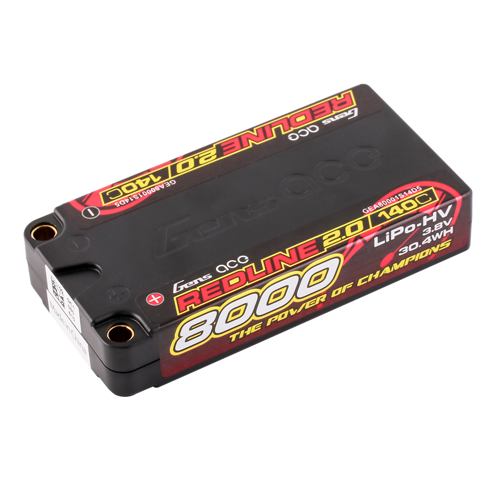 Gens ace Redline 2.0 Series 8000mAh 3.8V 140C 1S2P HardCase HV Lipo Battery Pack with Hardcase 65# for ETS