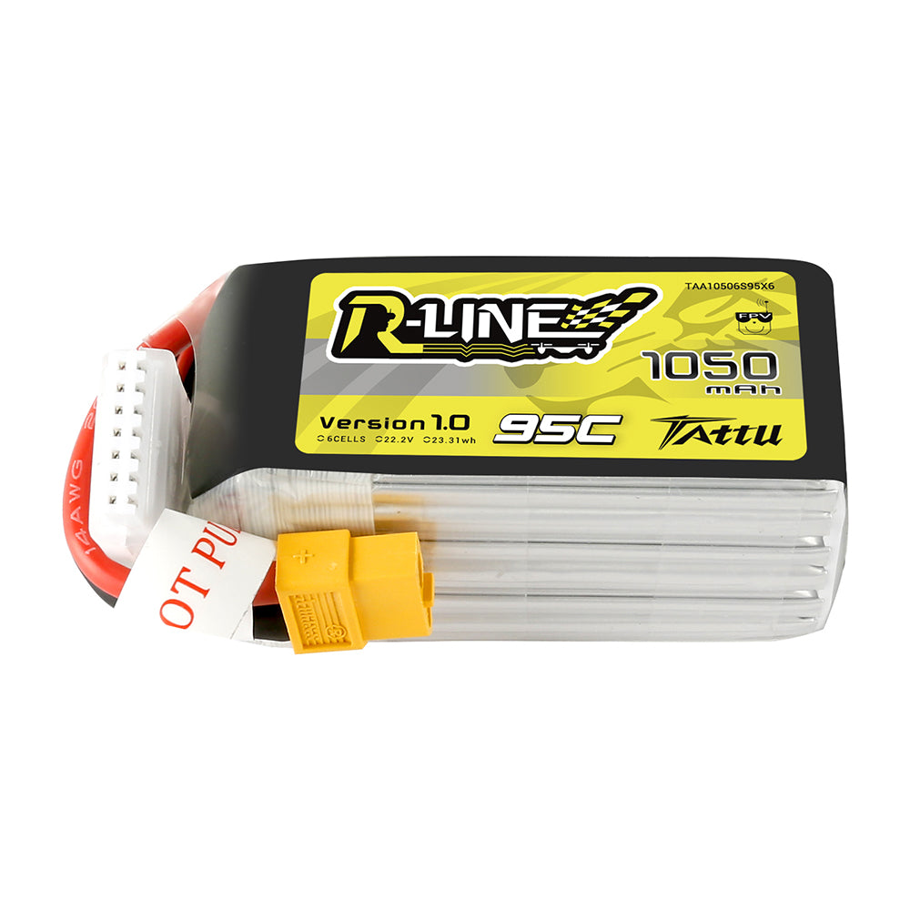 Tattu R-Line 1050mAh 6S 95C 22.2V Lipo Battery Pack with XT60 Plug for fpv