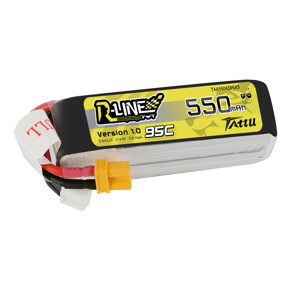 Tattu R-Line 550mAh 4S 14.8V 95C Lipo Battery with XT30