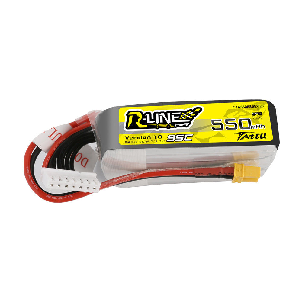 Tattu R-Line 550mAh 6S 22.2V 95C Lipo Battery with XT30