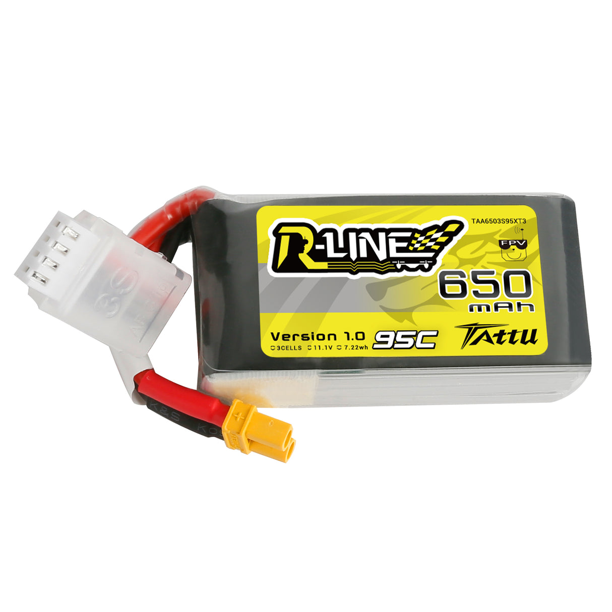 Tattu R-Line 650mAh 3S 11.1V 95C Lipo Battery with XT30