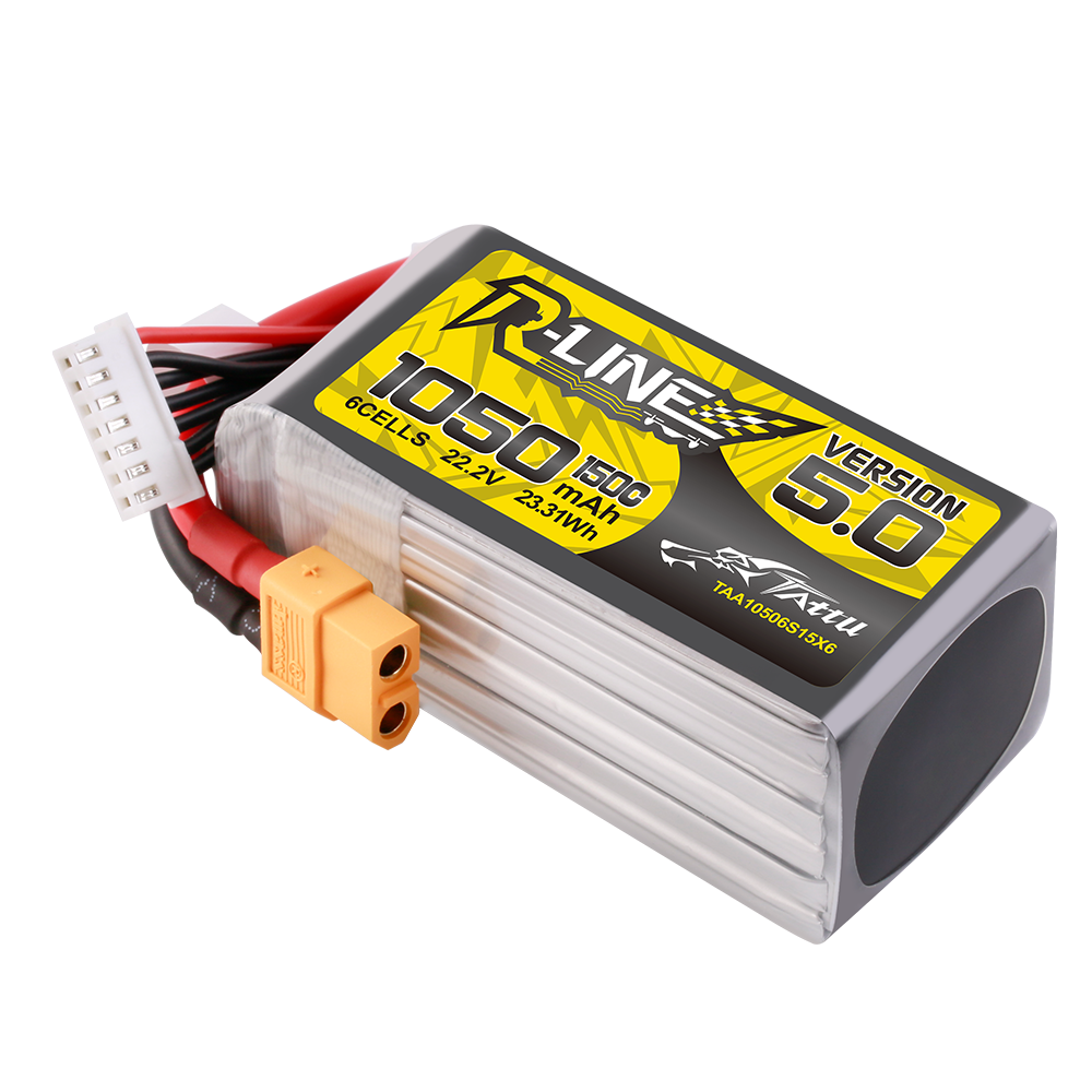 Tattu R-Line Version 5.0 1050mAh 22.2V 6S 150C Lipo Battery Pack with XT60 Plug for fpv drone