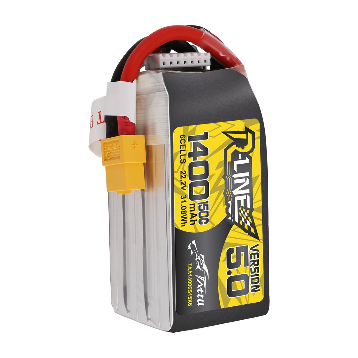 Tattu R-Line Version 5.0 1400mAh 22.2V 150C 6S1P Lipo Battery Pack with XT60 Plug for fpv drone
