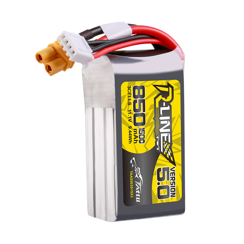 Tattu R-Line Version 5.0 850mAh 3S 11.1V 150C Lipo Battery Pack with XT30U-F plug for fpv
