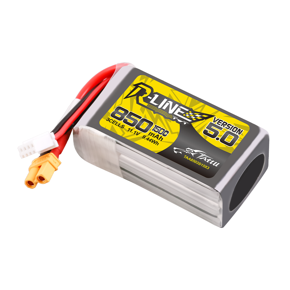 Tattu R-Line Version 5.0 850mAh 3S 11.1V 150C Lipo Battery Pack with XT30U-F plug for fpv drone
