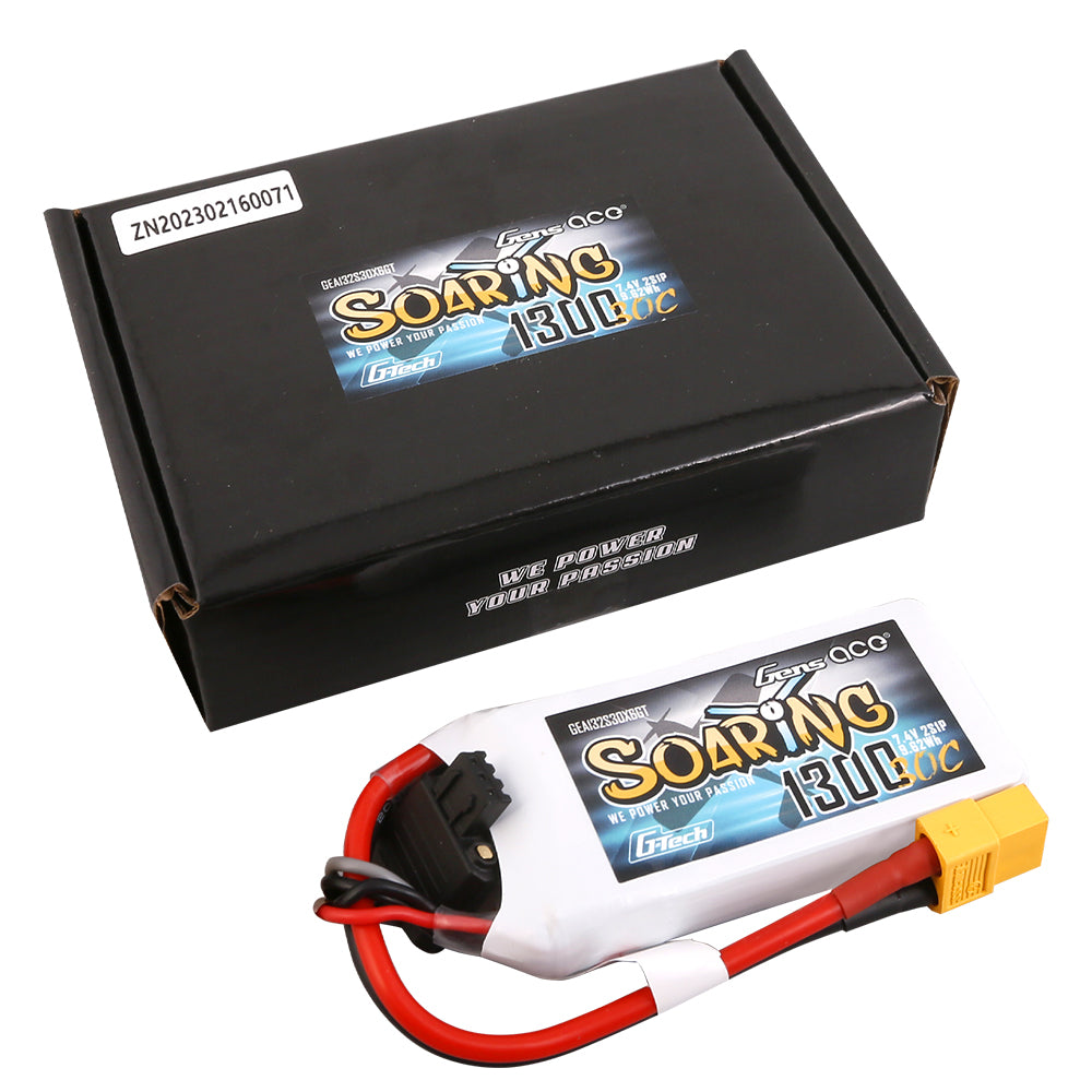 Gens ace G-Tech Soaring 1300 mAh 7,4 V 30C 2S1P Lipo-Akkupack mit XT60-Stecker