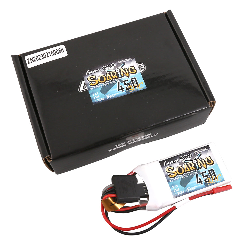 Gens ace G-Tech Soaring 450 mAh 7,4 V 30C 2S1P Lipo-Akkupack mit JST-SYP-Stecker