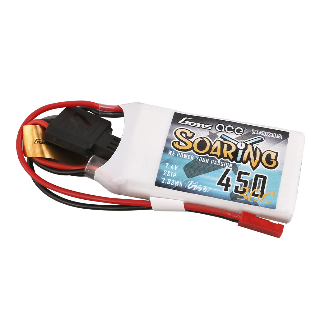 Gens ace G-Tech Soaring 450 mAh 7,4 V 30C 2S1P Lipo-Akkupack mit JST-SYP-Stecker
