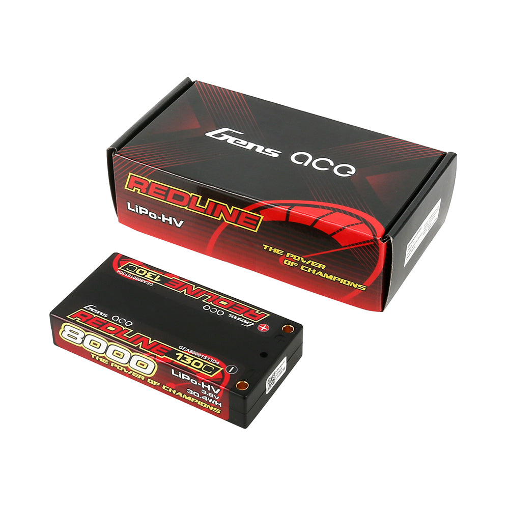 Gens ace Redline Series 8000mAh 1S2P 3.8V 130C HardCase #65 HV Lipo Battery