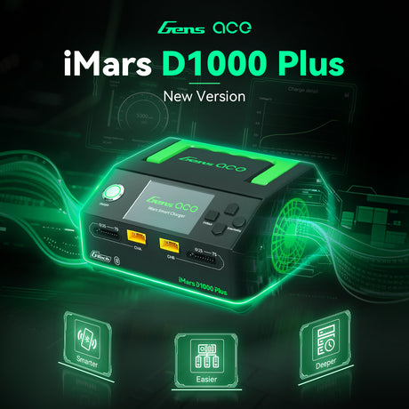 Gens ace iMars D1000 Plus Smart Charger | Dual Channel | AC 1000W | G-Tech
