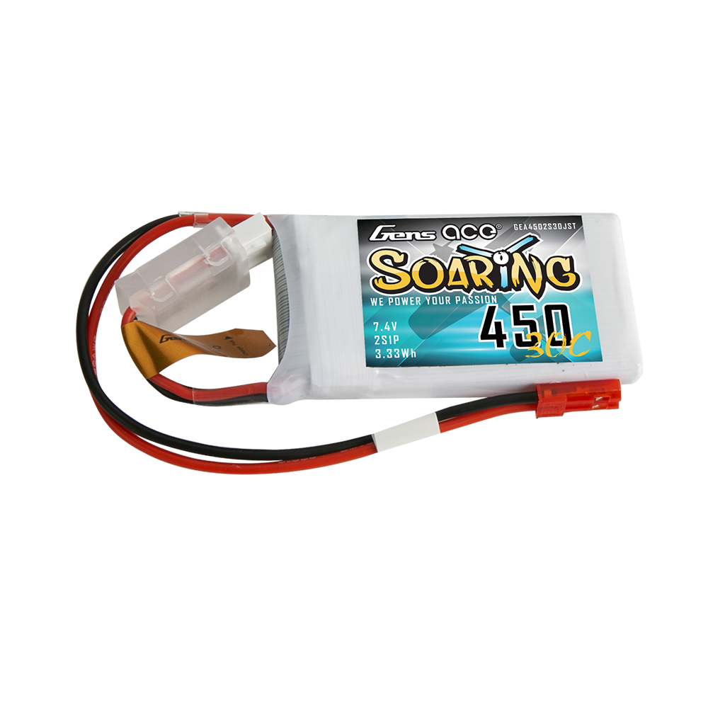 Gens ace Soaring 450 mAh 7,4 V 30C 2S1P Lipo-Akkupack mit JST-SYP-Stecker