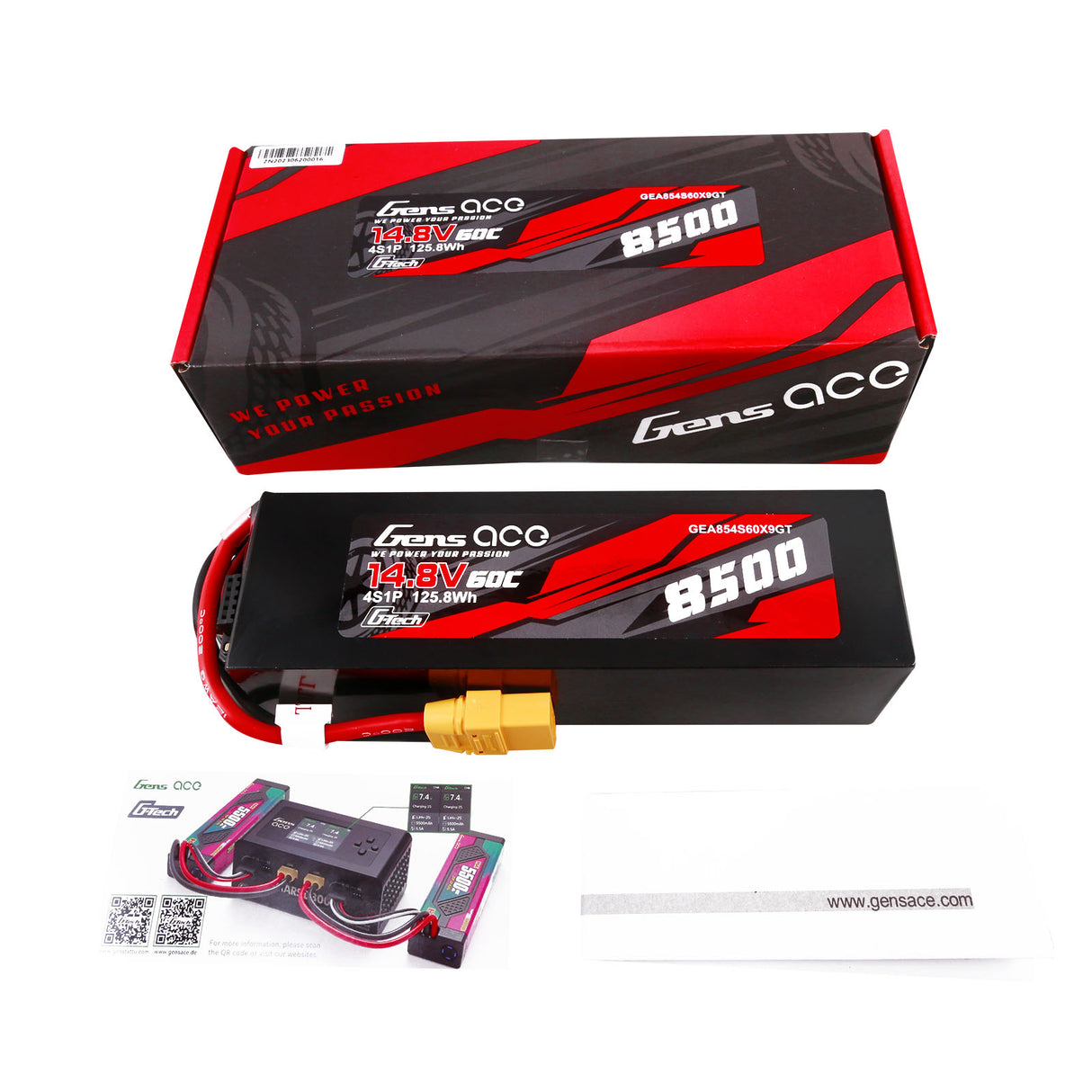 Gens ace G-Tech 8500 mAh 14,8 V 60C 4S1P Lipo-Akkupack PC-Materialgehäuse mit XT90-Stecker