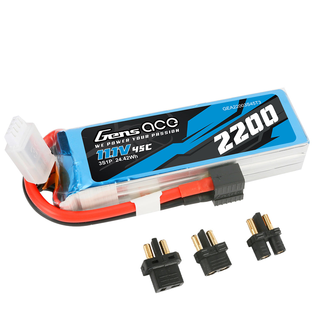 Gens ace 2200mAh 11,1V 45C 3S1P Lipo Akkupack mit EC3/XT60/T-Stecker